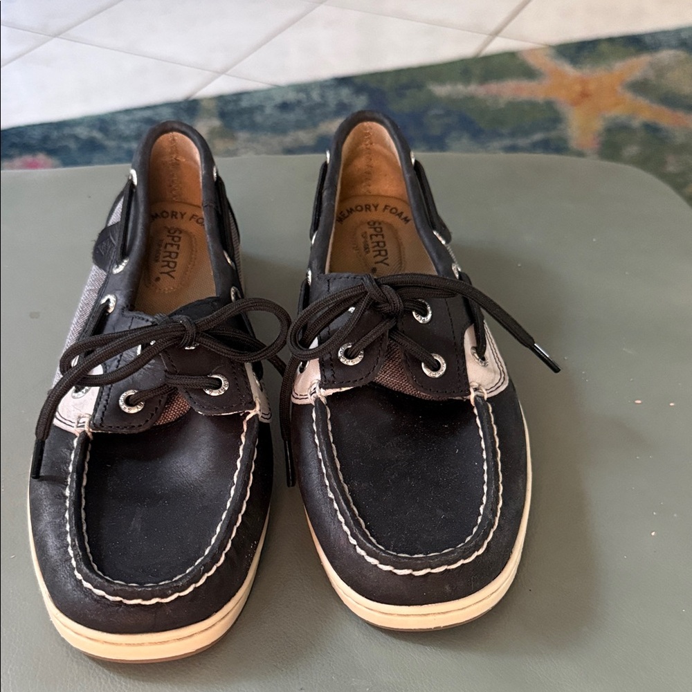 Sperry Black and White Boat Shoes